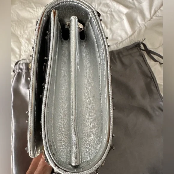 Alberta Ferretti Silver Crystal Embellished Chain Crossbody - Picture 3 of 10